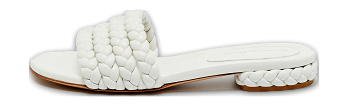 White Braided Leather Flat Slides
