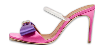 Pink/Purple Satin Emily Bow Slide Sandals