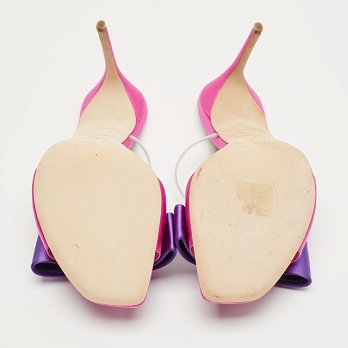 Pink/Purple Satin Emily Bow Slide Sandals