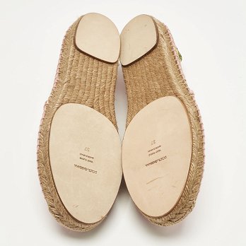 Pink/Yellow Pineapple Print Brocade Espadrilles Flats