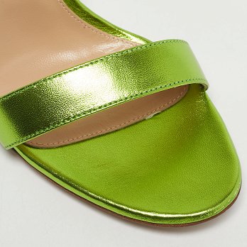 Metallic Green Leather Portofino Ankle Strap Sandals