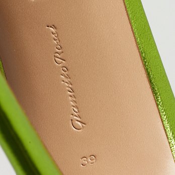 Metallic Green Leather Portofino Ankle Strap Sandals
