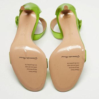 Metallic Green Leather Portofino Ankle Strap Sandals