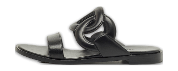 Black Leather Lagune Flat Slide