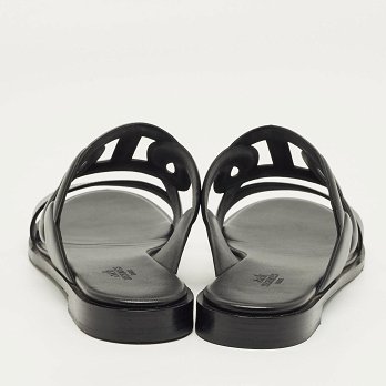 Black Leather Lagune Flat Slide
