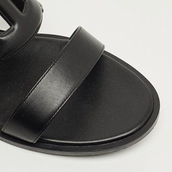 Black Leather Lagune Flat Slide