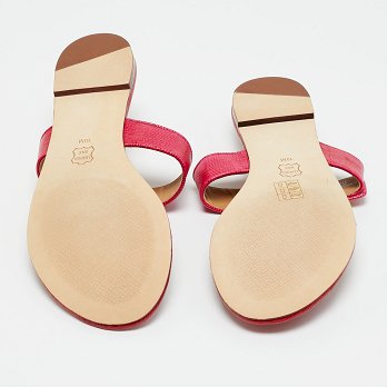 Kira Pink/Orange Lizard Embossed Leather Thong Flat Sandals