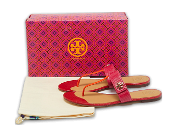 Kira Pink/Orange Lizard Embossed Leather Thong Flat Sandals