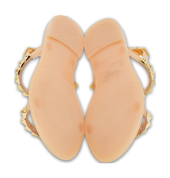 Beige Jelly Rose Studded Flat Sandals