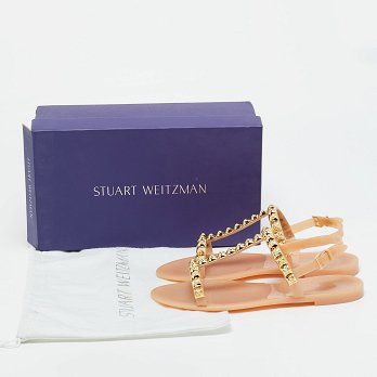 Beige Jelly Rose Studded Flat Sandals