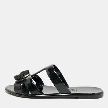 Lylia Vara Black Jelly Flat Slides