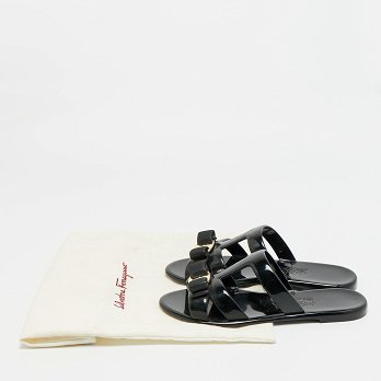 Lylia Vara Black Jelly Flat Slides