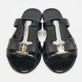 Lylia Vara Black Jelly Flat Slides