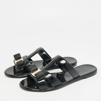 Lylia Vara Black Jelly Flat Slides