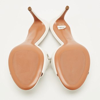 Oeillets White Leather Slide Sandals