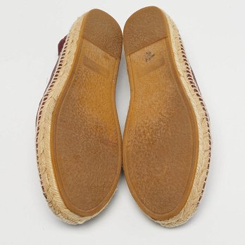 Burgundy Leather Espadrille Flats