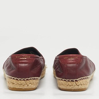 Burgundy Leather Espadrille Flats