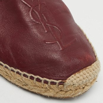 Burgundy Leather Espadrille Flats