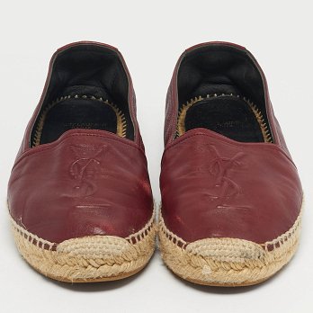 Burgundy Leather Espadrille Flats