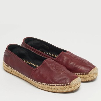 Burgundy Leather Espadrille Flats