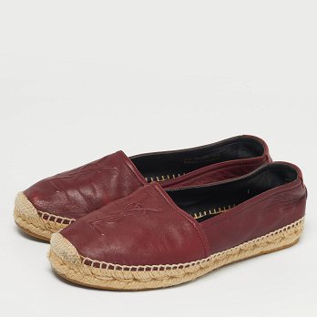 Burgundy Leather Espadrille Flats