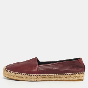Burgundy Leather Espadrille Flats