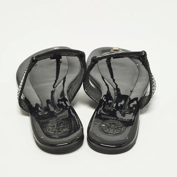 Miller Black Patent Leather Thong Flats