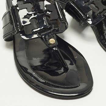 Miller Black Patent Leather Thong Flats