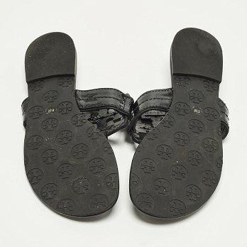 Miller Black Patent Leather Thong Flats