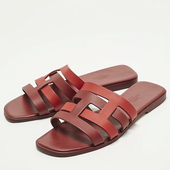 Amore Two Tone Leather Flat Slides