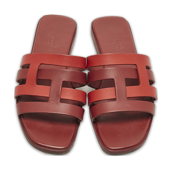 Amore Two Tone Leather Flat Slides