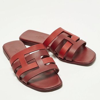 Amore Two Tone Leather Flat Slides