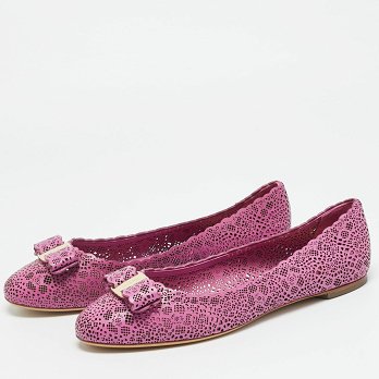 Vara Purple Leather Ballet Flats