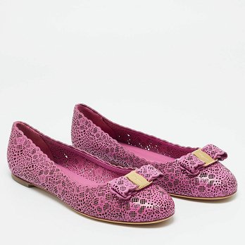 Vara Purple Leather Ballet Flats
