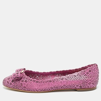 Vara Purple Leather Ballet Flats