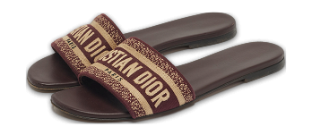 Dway Burgundy/Beige Canvas Flat Sandals