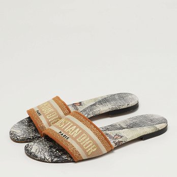 Dway Multicolor Canvas Embroidered Flat Slide