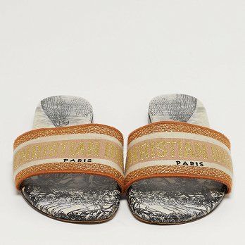 Dway Multicolor Canvas Embroidered Flat Slide