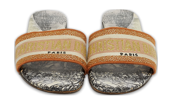 Dway Multicolor Canvas Embroidered Flat Slide