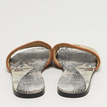 Dway Multicolor Canvas Embroidered Flat Slide