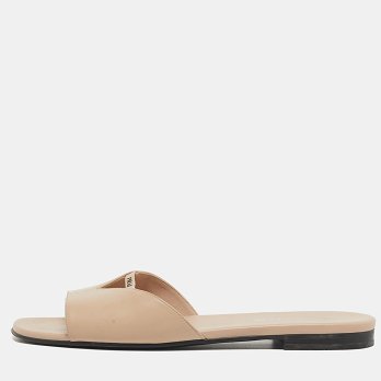 Leather Logo Cut-out Flat Slide