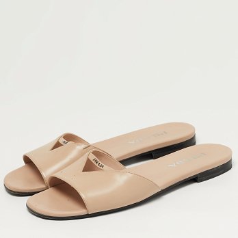 Leather Logo Cut-out Flat Slide