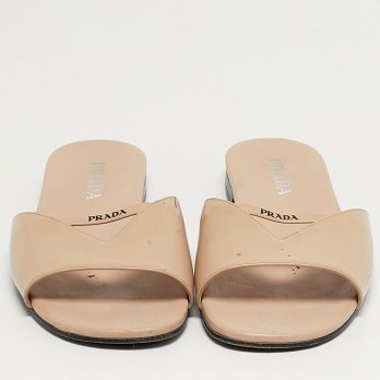 Leather Logo Cut-out Flat Slide