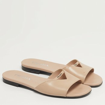 Leather Logo Cut-out Flat Slide