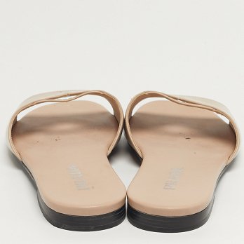 Leather Logo Cut-out Flat Slide