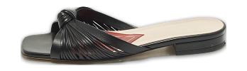 Black Leather knot Detail Flat Slide