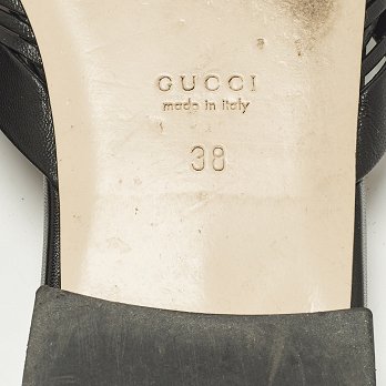 Black Leather knot Detail Flat Slide