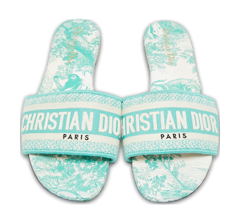 Dway Green/White Canvas Slide Sandals