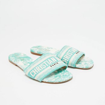 Dway Green/White Canvas Slide Sandals