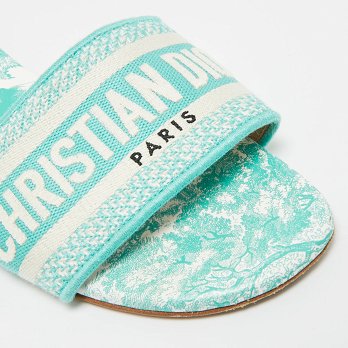 Dway Green/White Canvas Slide Sandals